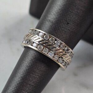 Womens Vintage Estate 14K White Gold Diamond Ring 7.3g E3948